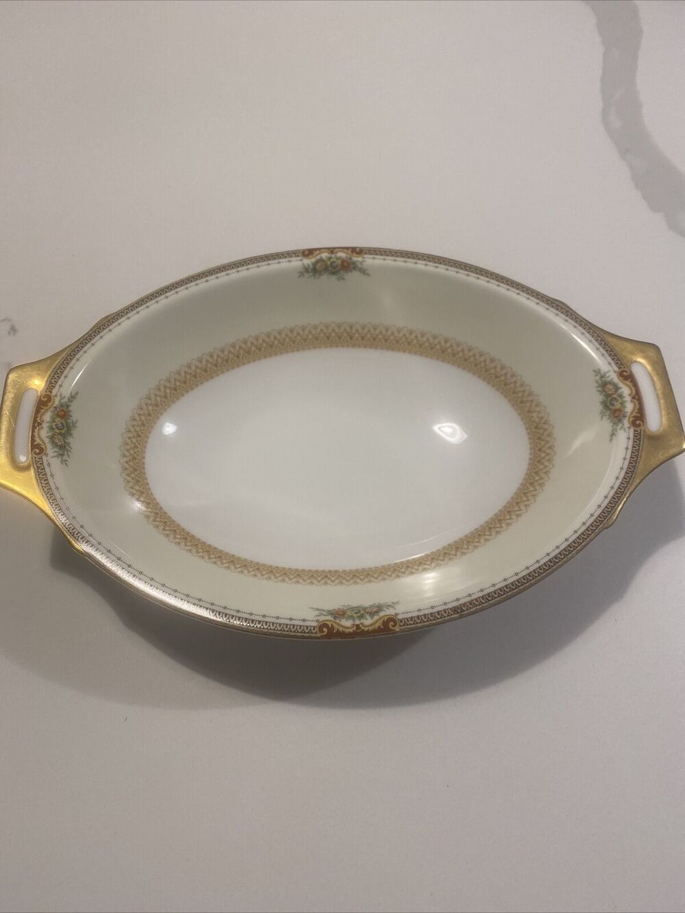 Meito Porcelain China Serving Bowl Oval 11.5”x8” Japan